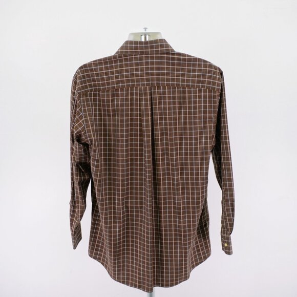 Jos‎ A Bank Traveler's Brown Plaid Pocket Collared Dress Shirt Medium Cotton - Picture 6 of 10